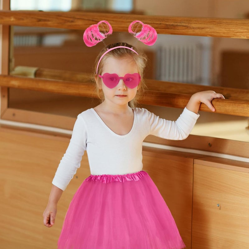 Lainlight Store Tutu for Girls, 3 Layered Tulle Tutu Skirts Set with Heart Glasses,Ponytail Headband Cosplay Party Supplies - Image 5